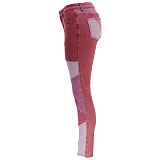SUPER WHOLESALE |  Patchwork Two Tones High Waist Pants