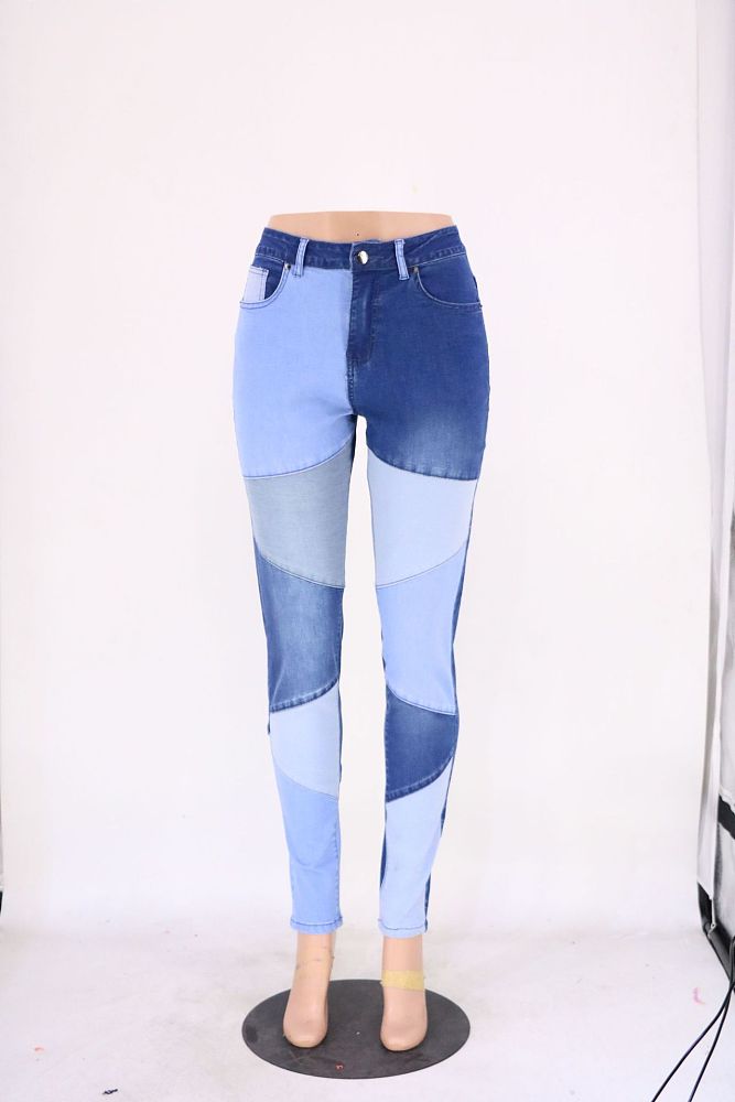 SUPER WHOLESALE |  Patchwork Two Tones High Waist Pants