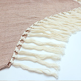 SUPER WHOLESALE |  Asymmertric Tassel Hem Pants Set in Apricot