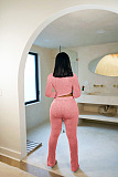 SUPER WHOLESALE |  Asymmertric Tassel Hem Pants Set in Pink