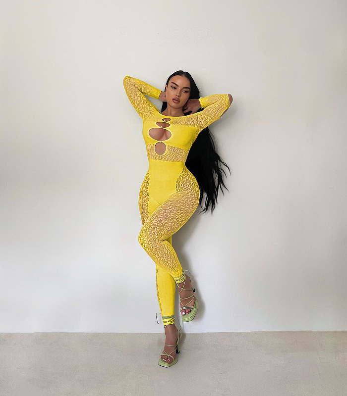 SUPER WHOLESALE |  Pearl Button Front Cut-out Jumpsuit