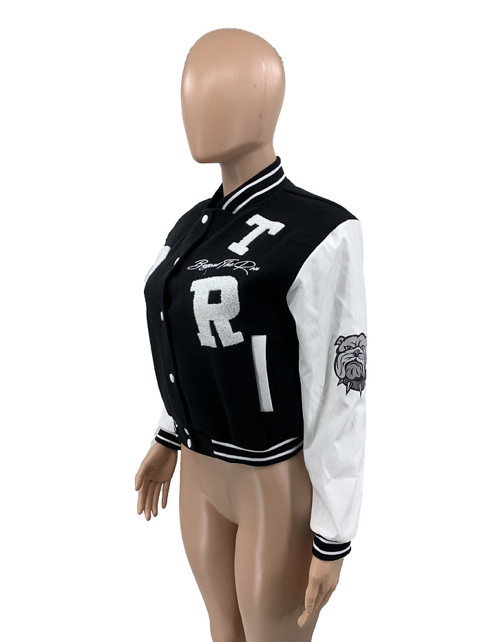 SUPER WHOLESALE |  Letter R Button Up Baseball Jacket