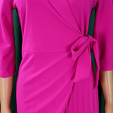 SUPER WHOLESALE |  Ultimate Pleated Mini Dress with Collar in Rose Red