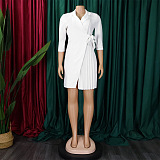 SUPER WHOLESALE |  Ultimate Pleated Mini Dress with Collar in White