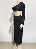 SUPER WHOLESALE | Chiffon One Shoulder Top Long Dress in Black