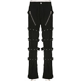 SUPER WHOLESALE |  Zip Up Buckle Pants