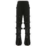 SUPER WHOLESALE |  Zip Up Buckle Pants