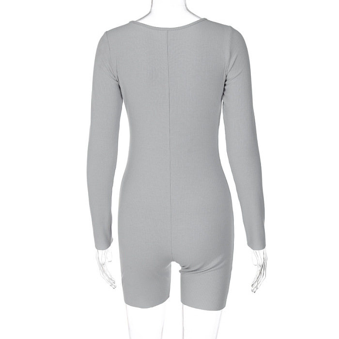 SUPER WHOLESALE |  Pit Material Half Zip Up Romper