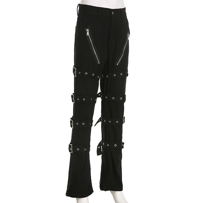 SUPER WHOLESALE |  Zip Up Buckle Pants