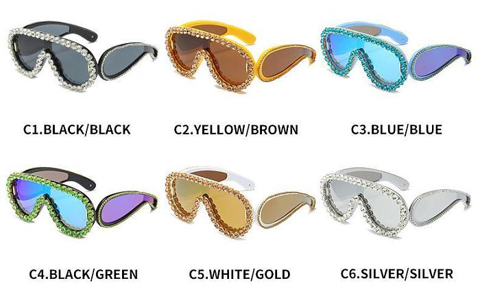 Fake Diamond Deco Sun Glasses(2PACK)