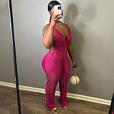 SUPER WHOLESALE | Chiffon Open Back Plunging Neck Jumpsuit