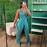 SUPER WHOLESALE | Chiffon Open Back Plunging Neck Jumpsuit