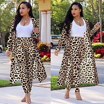 SUPER WHOLESALE | Printed Long Coat Bodycon Pants 2pieces in Leopard