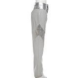 SUPER WHOLESALE | Patchwork High Waist Straight Pants Tank Vest Top in Silver