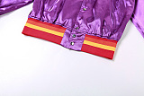 SUPER WHOLESALE | Embroidered DEPT Button Up Side Pocket Jacket in Purple