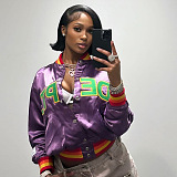 SUPER WHOLESALE | Embroidered DEPT Button Up Side Pocket Jacket in Purple