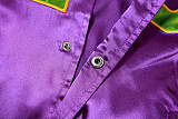 SUPER WHOLESALE | Embroidered DEPT Button Up Side Pocket Jacket in Purple