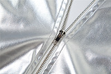 SUPER WHOLESALE | Patchwork High Waist Straight Pants Tank Vest Top in Silver