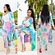 SUPER WHOLESALE | Printed Long Coat Bodycon Pants 2pieces in Pink