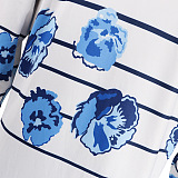 SUPER WHOLESALE | Printed Long Coat Bodycon Pants 2pieces in Blue