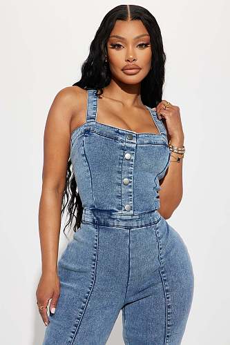 SUPER WHOLESALE | Tank Flare Bottom Jumpsuit with Back Zip Up