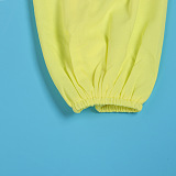 SUPER WHOLESALE | Plus Size Off-Shoulder Puffy Sleeves Top Split Skirt in Yellow