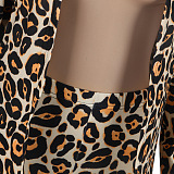 SUPER WHOLESALE | Printed Long Coat Bodycon Pants 2pieces in Leopard