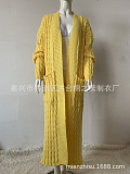 SUPER WHOLESALE | KNIT WEAVE PATTERN LONG SLEEVE POCKET LOOSE SWEATER LONG CARDIGAN