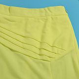 SUPER WHOLESALE | Plus Size Off-Shoulder Puffy Sleeves Top Split Skirt in Yellow
