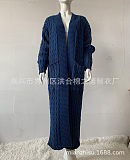 SUPER WHOLESALE | KNIT WEAVE PATTERN LONG SLEEVE POCKET LOOSE SWEATER LONG CARDIGAN
