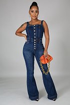 SUPER WHOLESALE | Tank Flare Bottom Jumpsuit in Dark Blue