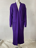 SUPER WHOLESALE | KNIT WEAVE PATTERN LONG SLEEVE POCKET LOOSE SWEATER LONG CARDIGAN