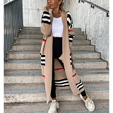 SUPER WHOLESALE | KNIT STRIPS PATTERN LONG SLEEVE  LOOSE SWEATER LONG CARDIGAN