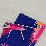 SUPER WHOLESALE | Printed Long Coat Bodycon Pants 2pieces in Purple Feather