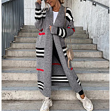 SUPER WHOLESALE | KNIT STRIPS PATTERN LONG SLEEVE  LOOSE SWEATER LONG CARDIGAN