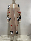 SUPER WHOLESALE | KNIT STRIPS PATTERN LONG SLEEVE  LOOSE SWEATER LONG CARDIGAN