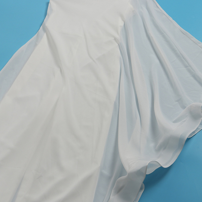 SUPER WHOLESALE | ONE SHOULDER SINGLE LONG SLEEVE RUFFLED TRIM CAPE STRAIGHT LEG WHITE JUMPSUIT IN WHITE
