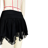 SUPER WHOLESALE | Layered Lace Hem Mini Skirt in Black