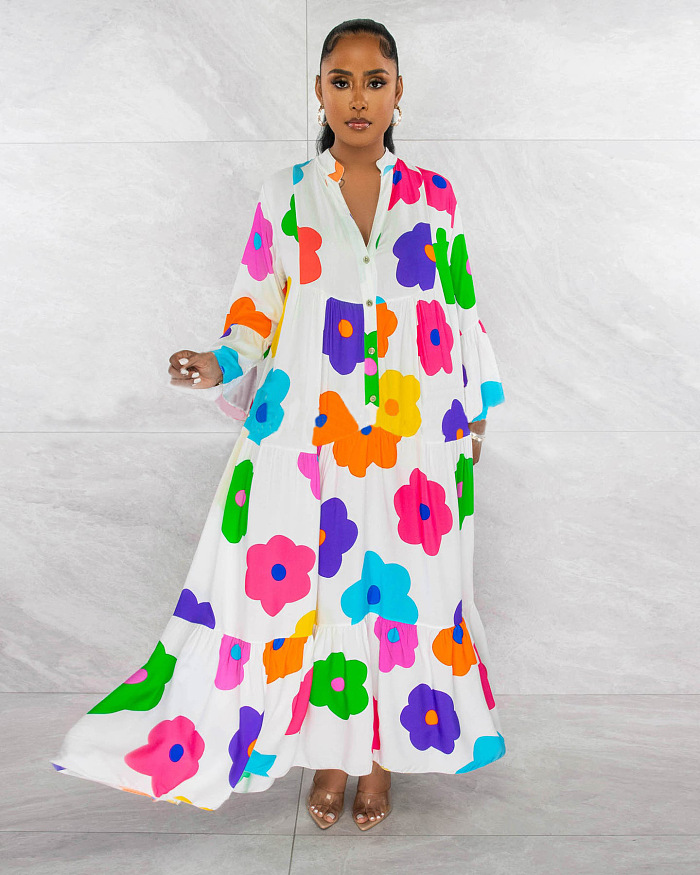 SUPER WHOLESALE | Pleated Half Button Up Long Sleeve A Shape Dress