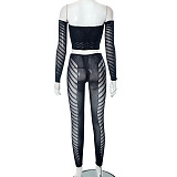 SUPER WHOLESALE | Front Hollow-out Off Shoulder Top & Pants in Black