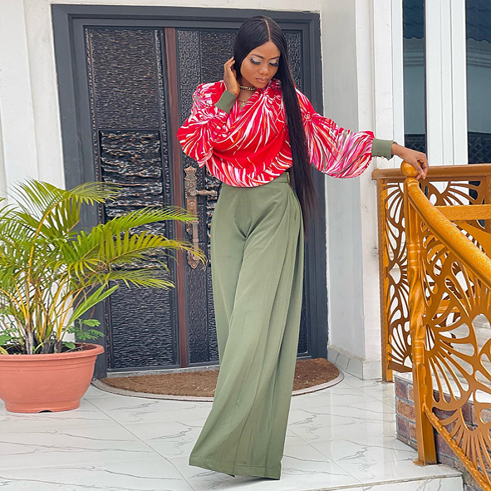 SUPER WHOLESALE | Marble Printed Ruffle Top Loose Pants Set