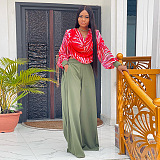 SUPER WHOLESALE | Marble Printed Ruffle Top Loose Pants Set