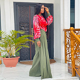 SUPER WHOLESALE | Marble Printed Ruffle Top Loose Pants Set
