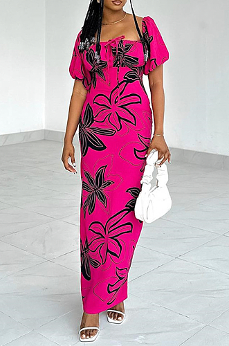 SUPER WHOLESALE | Square Neck Back Tied Straight Down Dress