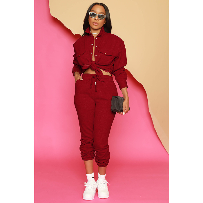 SUPER WHOLESALE | Button Up Blouse & Elastic Pants Set