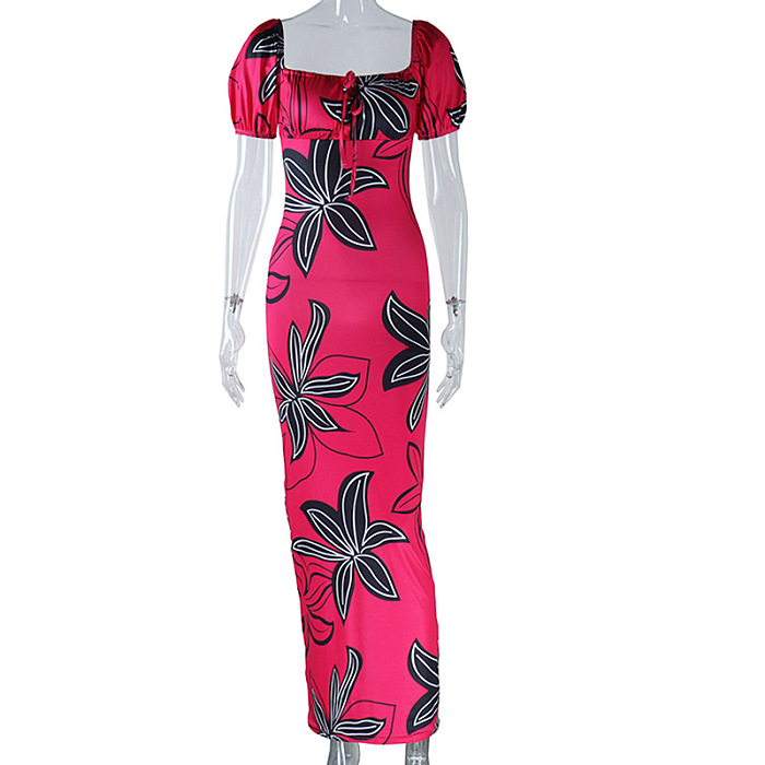 SUPER WHOLESALE | Square Neck Back Tied Straight Down Dress