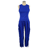 SUPER WHOLESALE | Tassel Fringe Two-Piece Set  in Blue