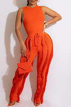 SUPER WHOLESALE | Tassel Fringe Two-Piece Set  in Orange