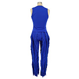 SUPER WHOLESALE | Tassel Fringe Two-Piece Set  in Blue