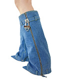 SUPER WHOLESALE | GG Buckle Side Zip Up Boots in Blue（Heel Height：11cmH）